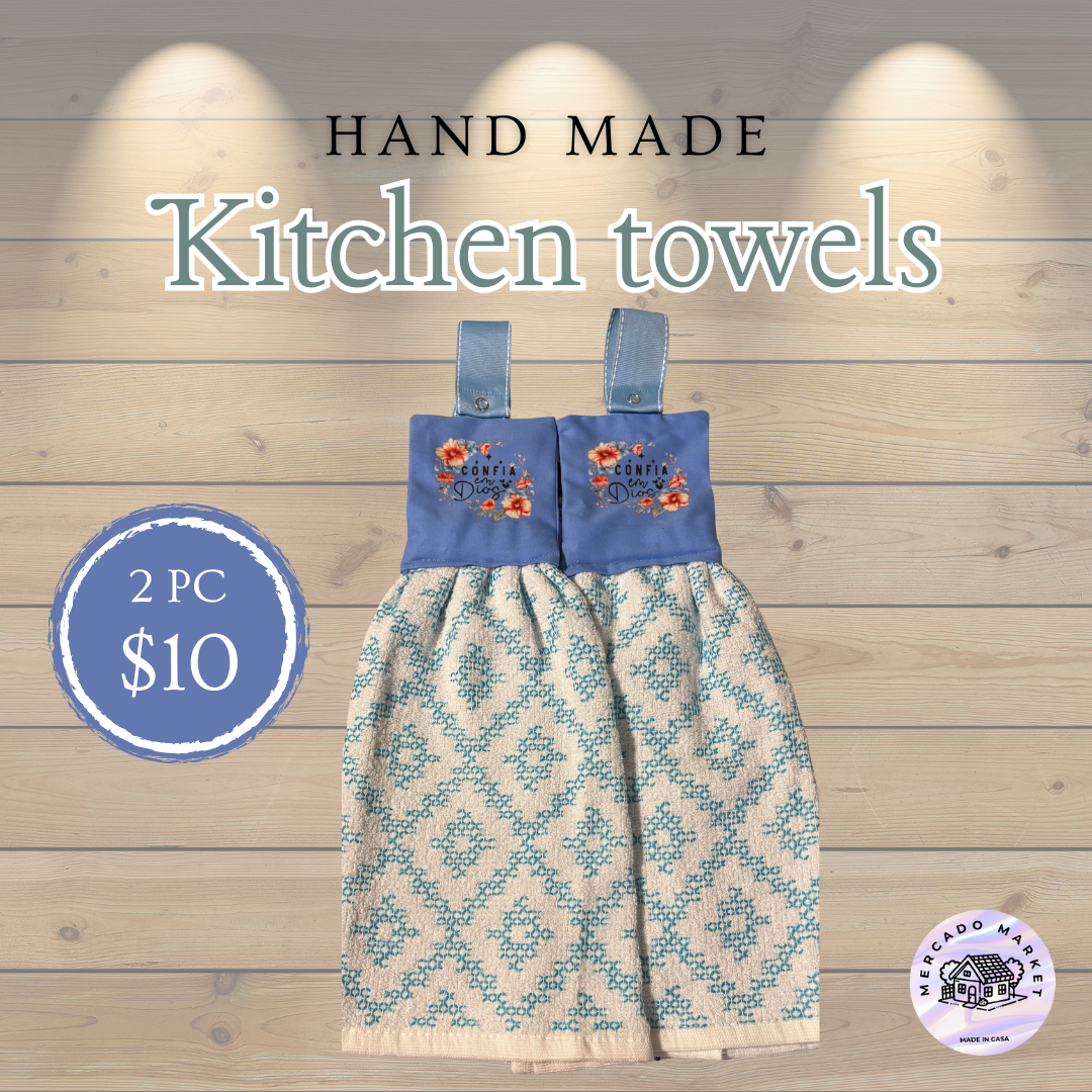 Mercado Market handmade blue floral kitchen towels